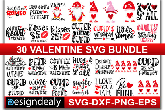 30 Valentine Bundle Graphics for Crafts
