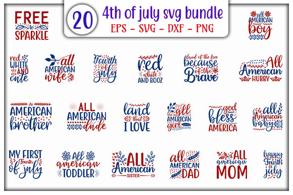 4th of July Design Bundle Graphics for Crafts