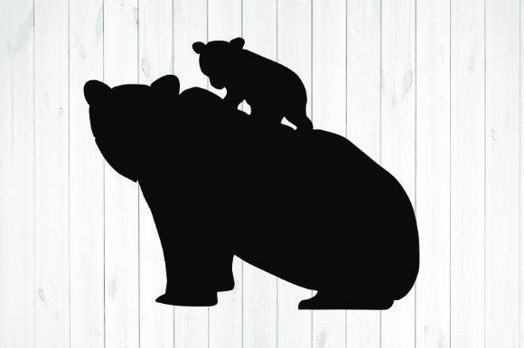 Bear Mom and Her Cub Silhouette Graphics