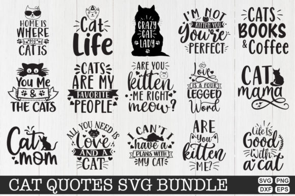Cat Quotes Bundle Graphics for Crafts