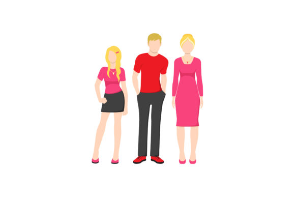 Dad, Mom, Daughter Family Vector Set for Branding and Marketing