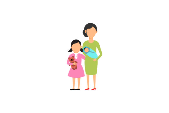 Family Asset Mom Daughter Baby Graphics for Modern Branding