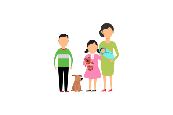 Family Asset Mom Kids Dog Graphics for Crafting