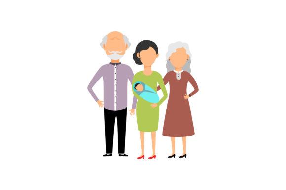 Family Set Grandparents, Mom Baby Graphics for Content Publishers
