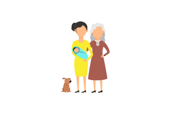 Family Set Mom, Grandma Dog Graphics for Branding & Illustrations