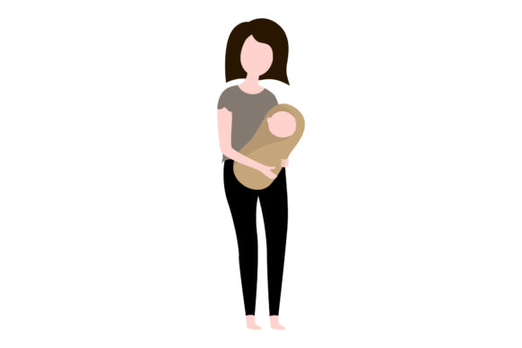 Mom Baby Newborn Illustration Character - A Versatile Graphic Asset