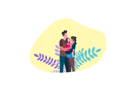 Mom, Dad, Daughter Family Graphic Asset