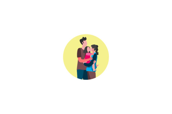 Mom Dad Daughter Family Graphics Set for Branding