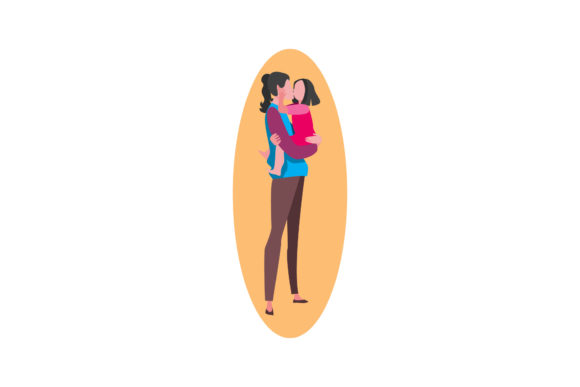 Mom Daughter Family Illustration Asset for Branding and Graphics