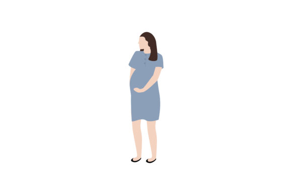 Pregnant Mom Character Flat Illustration for Graphics and Illustrations